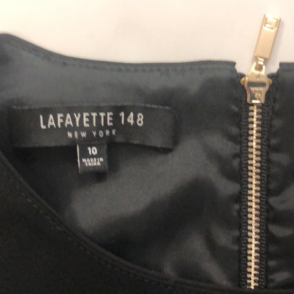Lafayette 148 NY 10 Black Dress 3/4 length sleeve 2 Pocket Back Zipper Excellent - Picture 2 of 9